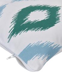 Oboustranný povlak na polštář v boho stylu s grafickým vzorem Fajar, 100 % bavlna, certifikace GOTS, Zelená, modrá, 45 x 45 cm