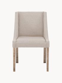 Krzesło tapicerowane z nogami z drewna Savannah, Tapicerka:  100% poliester Dzięki tk, Nogi: lite, lakierowane drewno , Beżowa tkanina, S 60 x G 60 cm