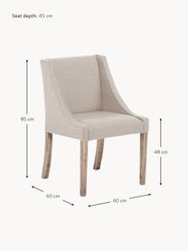 Sedia imbottita con gambe in legno Savannah, Rivestimento: poliestere 49.000 cicli d, Gambe: legno di faggio massello , Tessuto beige, Larg. 60 x Prof. 60 cm