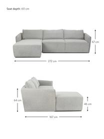 Ecksofa John (4-Sitzer) in Grau, Bezug: 100% Polyester Der hochwe, Gestell: Massives Eschenholz, Euka, Füße: Kunststoff, Grau, B 272 x L 85 cm, Eckteil links