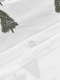 Obliečka na paplón z bavlneného perkálu s vianočnými stromčekmi Darina, Biela, zelená, sivá, Š 200 x D 200 cm