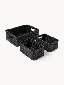 Set di 3 cesti Lurdes, Rattan, Nero, Set in varie misure