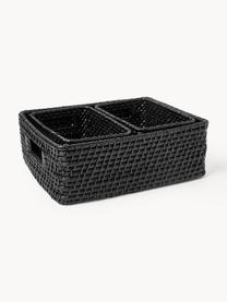 Set di 3 cesti Lurdes, Rattan, Nero, Set in varie misure