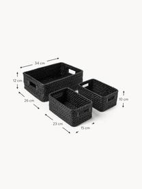 Set di 3 cesti Lurdes, Rattan, Nero, Set in varie misure