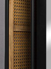 Garderobe Langres mit drehbarem Spiegel aus Rattan, Spiegelfläche: Spiegelglas, Gestell: Metall, pulverbeschichtet, Rattan, Schwarz, B 53 x H 165 cm