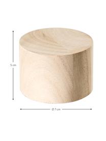 Wandhakenset Mandi van hout, 3-delig, Paulowniahout, Bruin, wit, grijs, Ø 7 x D 5 cm