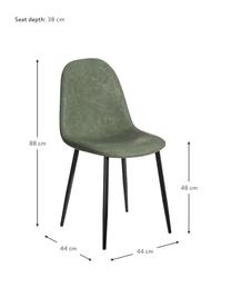 Sedia imbottita in similpelle Gina, Rivestimento: similpelle (poliuretano), Gambe: metallo, Verde, nero, Larg. 44 x Prof. 44 cm