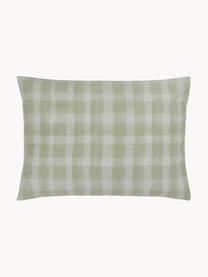 Taie d'oreiller design Candice Gray en percale de coton Milène, 2 pièces, Vert menthe, damier, 65 x 65 cm