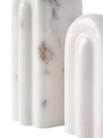 Kerzenhalter-Set Malie aus Marmor, 2er-Set, Marmor, Weiß, marmoriert, Set mit verschiedenen Größen