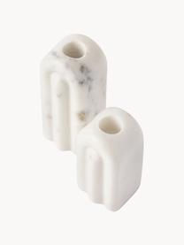 Kerzenhalter Malie aus Marmor, 2er-Set, Marmor, Weiss, marmoriert, Set mit verschiedenen Grössen