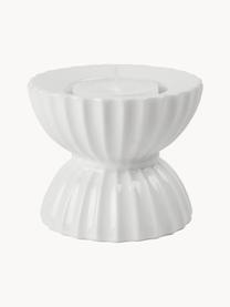 Porzellan-Teelichthalter Tura mit geriffelter Oberfläche, Porzellan, Weiss, Ø 8 x H 7 cm