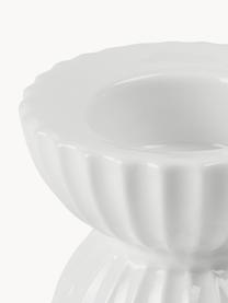 Porzellan-Teelichthalter Tura mit geriffelter Oberfläche, Porzellan, Weiß, Ø 8 x H 7 cm