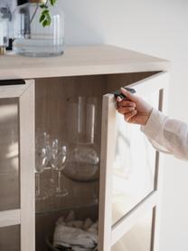 Credenza alta in legno di quercia massiccio Everett, Struttura: metallo laccato, Sbiancato, nero, Larg. 95 x Alt. 125 cm