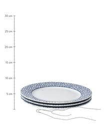 Piattino da dessert con motivo blu Candy Rose 4 pz, Porcellana Fine Bone China, Bianco, blu, Ø 23 cm