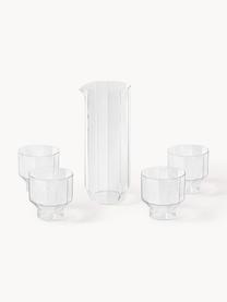 Handgeblazen waterkaraf met Angoli glazen, set van 5, Borosilicaatglas, Transparant, Set met verschillende groottes