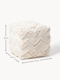 Pouf Akesha mit getuftetem Zickzack-Muster, Hülle: 100 % Baumwolle, Webstoff Weiß, B 50 x L 50 cm