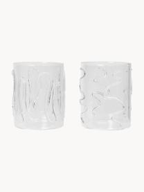 Verres à eau striés soufflés bouche Doodle, 2 élém., Verre, soufflé bouche, Transparent, Ø 8 x haut. 10 cm, 350 ml