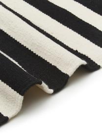 Handgewebter Kelim-Teppich Donna mit Streifen, Flor: 80 % Wolle, 20 % Nylon, Schwarz, Cremeweiß, B 160 x L 230 cm (Größe M)