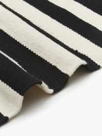 Handgeweven Kelim vloerkleed Donna met strepen, Onderzijde: 100% katoen Bij wollen vl, Zwart, crèmewit, B 160 x L 230 cm (maat M)