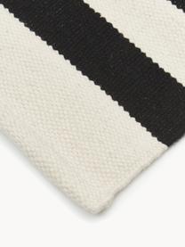 Handgewebter Kelim-Teppich Donna mit Streifen, Flor: 70 % Wolle, 19 % Nylon, 1, Schwarz, Cremeweiss, B 160 x L 230 cm (Grösse M)