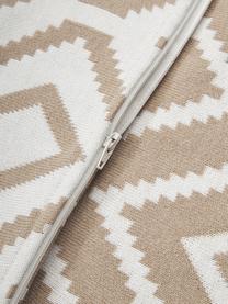Strick-Wendekissenhülle Chuck mit grafischem Muster, 100% Baumwolle, Beige, Weiß, B 40 x L 40 cm
