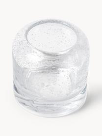 Portavelas soplados con burbujas de aire Dylla, 2 uds., Vidrio sódico-cálcico, Madera de nogal, Ø 8 x Al 8 cm