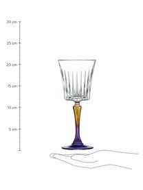 Bicchiere vino bianco in cristallo con gambo bicolore Gipsy 6 pz, Cristallo Luxion, Trasparente, arancione, viola, Ø 9 x Alt. 21 cm