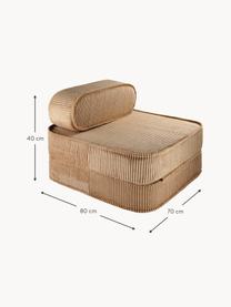 Fotel rozkładany ze sztruksu dla dzieci Sugar, Tapicerka: sztruks (100% poliester) , Jasnobrązowy sztruks, S 70 x W 40 cm