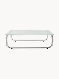 Table basse avec plateau en verre Antigua, Transparent, gris chrome, larg. 100 x prof. 100 cm