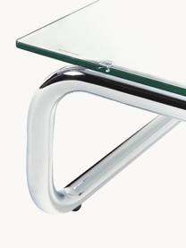 Couchtisch Antigua mit Glasplatte, Tischplatte: Glas, gehärtet, Gestell: Metall, beschichtet, Transparent, Chromfarben, B 100 x T 100 cm