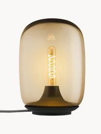 Mundgeblasene LED-Tischlampe Acorn, dimmbar, Lampenschirm: Glas, mundgeblasen, Hellbraun transparent, Schwarz, Ø 16 x H 22 cm