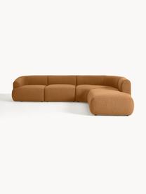 Modulares Bouclé-Ecksofa Sofia (4-Sitzer), Bezug: Bouclé (100 % Polyester) , Gestell: Fichtenholz, Spanplatte, , Bouclé Hellbraun, B 319 x T 298 cm, Eckteil rechts