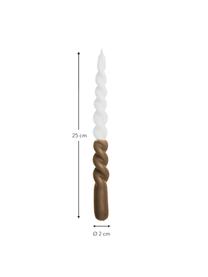 Velas cónicas Twister, 2 uds., Parafina, Blanco, marrón, Ø 2 x Al 25 cm