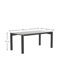 Mesa de comedor de madera de pino Nyhamn, 180 x 90 cm, Madera de pino, Negro, An 180 x Al 76 cm