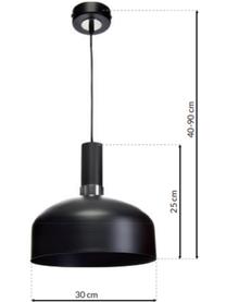 Lampa wisząca z metalu Malmo, Czarny, chrom, Ø 30 x W 25 cm