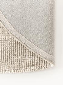 Tapis rond à poils ras tissé à la main Mansa, 56 % laine certifiée RWS, 44 % viscose, Beige, blanc crème, Ø 150 cm (taille M)