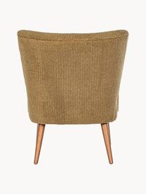 Teddy loungefauteuil Moritz met armleuningen, Zitvlak: polyester, Teddy olijfgroen, helder hout, B 67 x H 74 cm