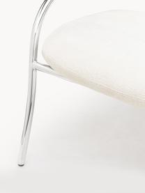 Fotel wypoczynkowy Bouclé Dodo, Tapicerka: bouclé (80% poliester, 20, Nogi: metal, Stelaż: sklejka Ten produkt jest , Bouclé w odcieniu złamanej bieli, odcienie srebrnego, błyszczący, S 74 x G 70 cm