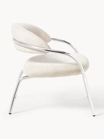 Fauteuil lounge en bouclette Dodo, Bouclette blanc cassé, argenté haute brillance, larg. 74 x prof. 70 cm