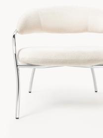 Fauteuil lounge en bouclette Dodo, Bouclette blanc cassé, argenté haute brillance, larg. 74 x prof. 70 cm