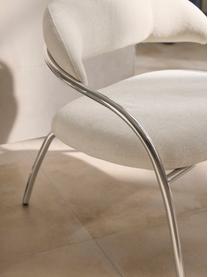 Fauteuil lounge en bouclette Dodo, Bouclette blanc cassé, argenté haute brillance, larg. 74 x prof. 70 cm