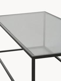 Table basse en verre Maya, Transparent noir teinté, noir mat, larg. 110 x prof. 50 cm