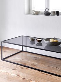 Couchtisch Maya mit Glasplatte, Tischplatte: Sicherheitsglas, Gestell: Metall, pulverbeschichtet, Transparent schwarz getönt, Schwarz matt, B 110 x T 50 cm