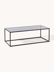 Couchtisch Maya mit Glasplatte, Tischplatte: Sicherheitsglas, Gestell: Metall, pulverbeschichtet, Transparent schwarz getönt, Schwarz matt, B 110 x T 50 cm