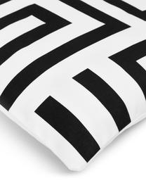 Housse de coussin 45x45 en coton motif graphique Bram, 100 % coton, Noir, blanc, larg. 45 x long. 45 cm