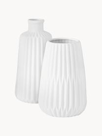 Vases à surface striée Esko, 2 élém., Porcelaine, Blanc, Lot de différentes tailles