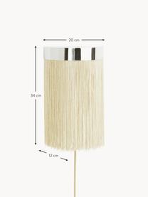 Wandlamp Regency met stekker, Lampenkap: stof, Decoratie: gecoat metaal, Lichtbeige, B 20 x H 34 cm