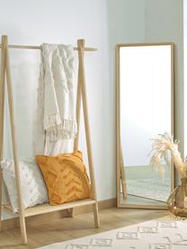 Eckiger Wandspiegel Nerina mit hellbraunem Holzrahmen, Rahmen: Holz, Spiegelfläche: Spiegelglas, Beige, B 52 x H 152 cm