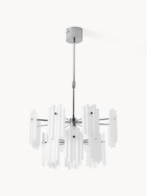 Große LED-Pendelleuchte Alenia, Lampenschirm: Acrylglas, Weiß, Silberfarben, Ø 61 x H 98 cm