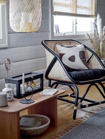 Fotel wypoczynkowy z rattanu z poduszką siedziska Loue, Stelaż: rattan, Tapicerka: tkanina, Beżowy, czarny, S 71 x G 65 cm